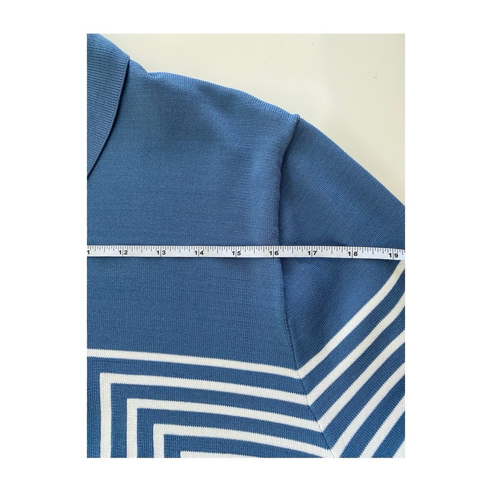 Reiss Jasper Half-Zip Striped Blue Polo T-Shirt Sz XL - Picture 9 of 11